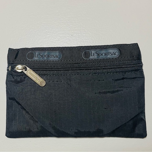LeSportsac black mesh zip phone/wallet pouch cosmetic bag 4.5 by 7in - Picture 7 of 14